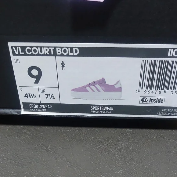 Adidas Women's Lavender and White Platform VL COURT BOLD Size 9 - Picture 6 of 6